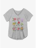 Disney Princesses Flower Icons Girls Plus Size T-Shirt, HEATHER GR, hi-res