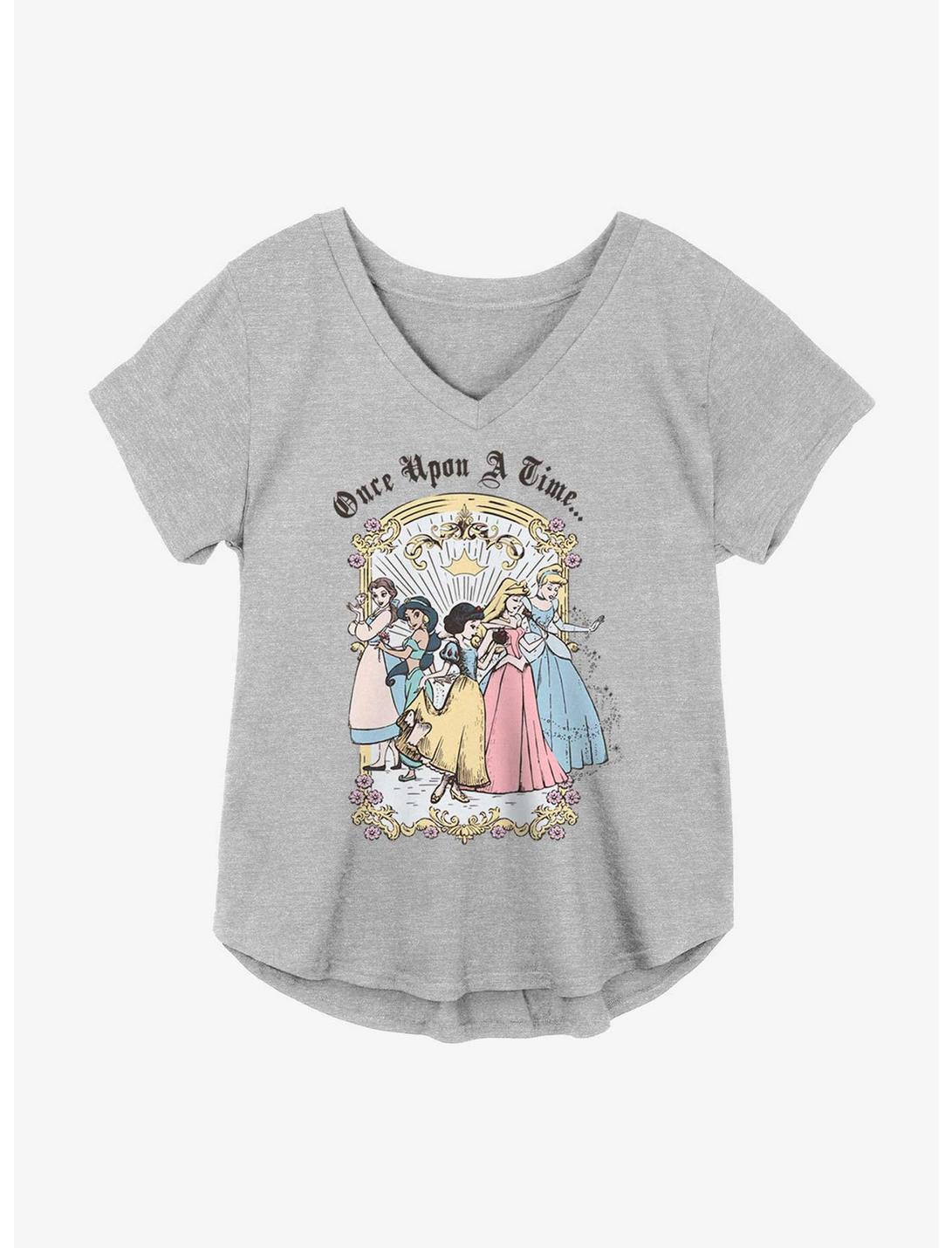 Disney Princesses Vintage Group Girls Plus Size T-Shirt, HEATHER GR, hi-res