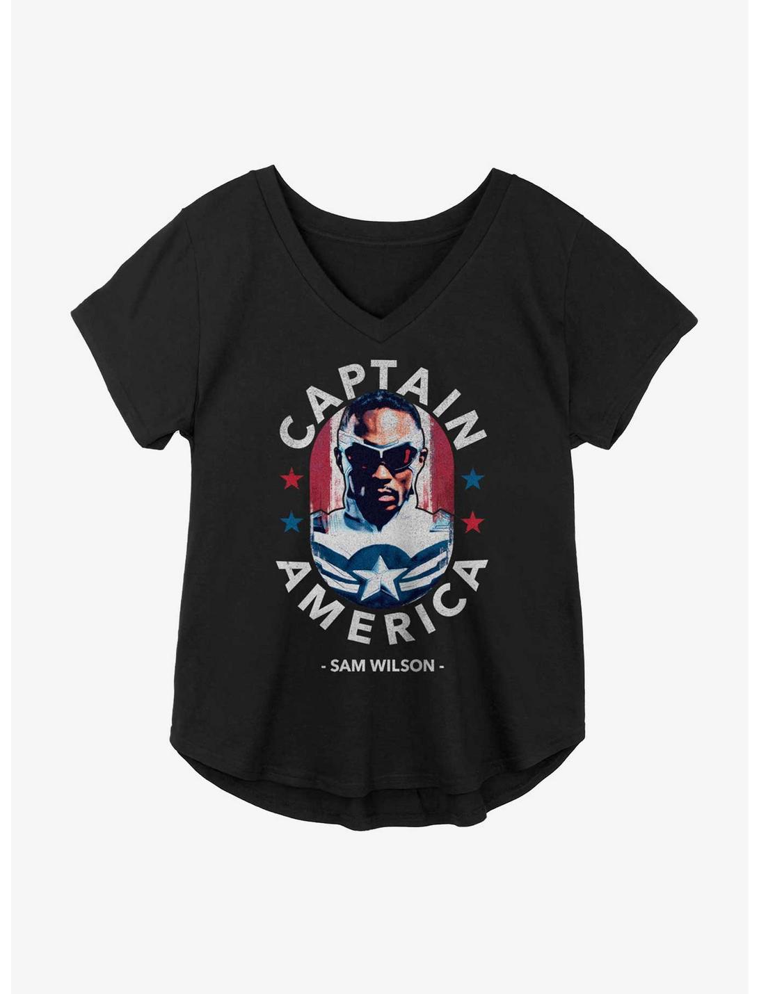 Marvel The Falcon And The Winter Soldier Sam Wilson Captain America Girls Plus Size T-Shirt, BLACK, hi-res