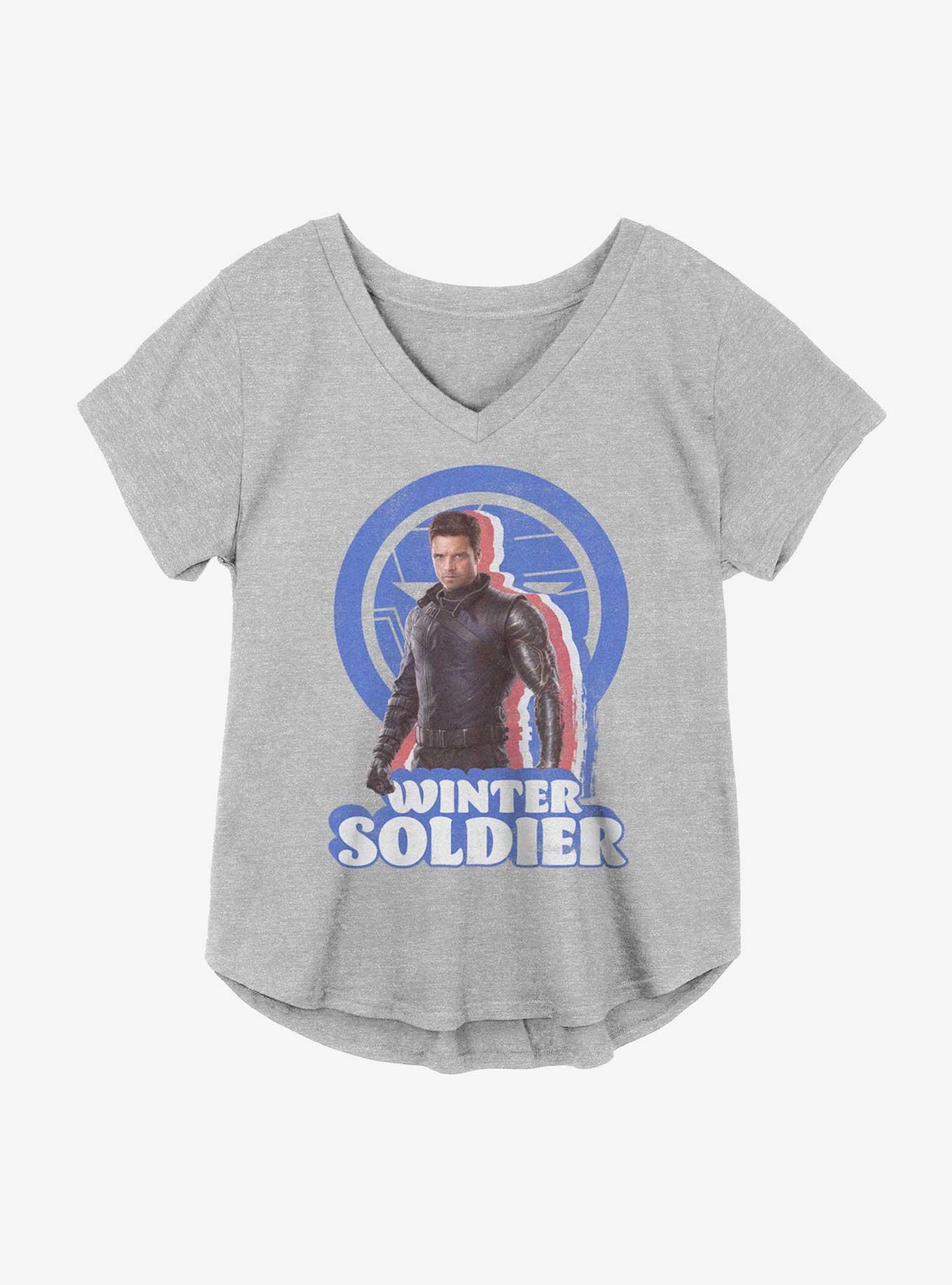 Marvel The Falcon And The Winter Soldier Bucky Pose Girls Plus Size T-Shirt, HEATHER GR, hi-res