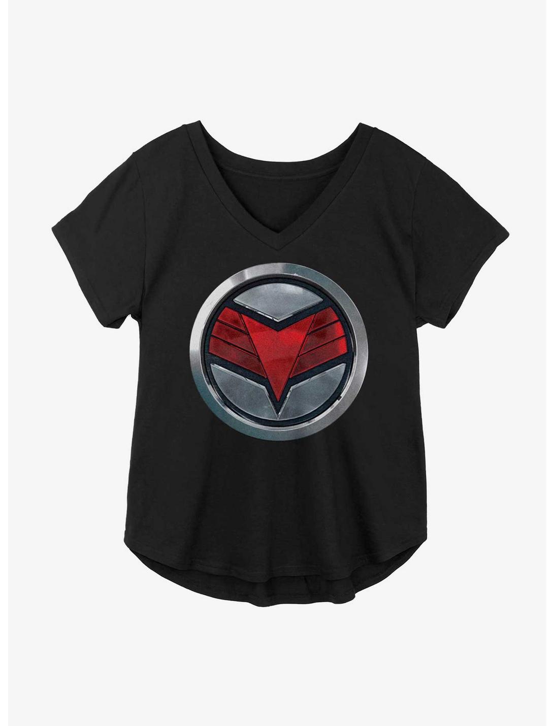 Marvel The Falcon And The Winter Soldier Falcon Logo Girls Plus Size T-Shirt, BLACK, hi-res