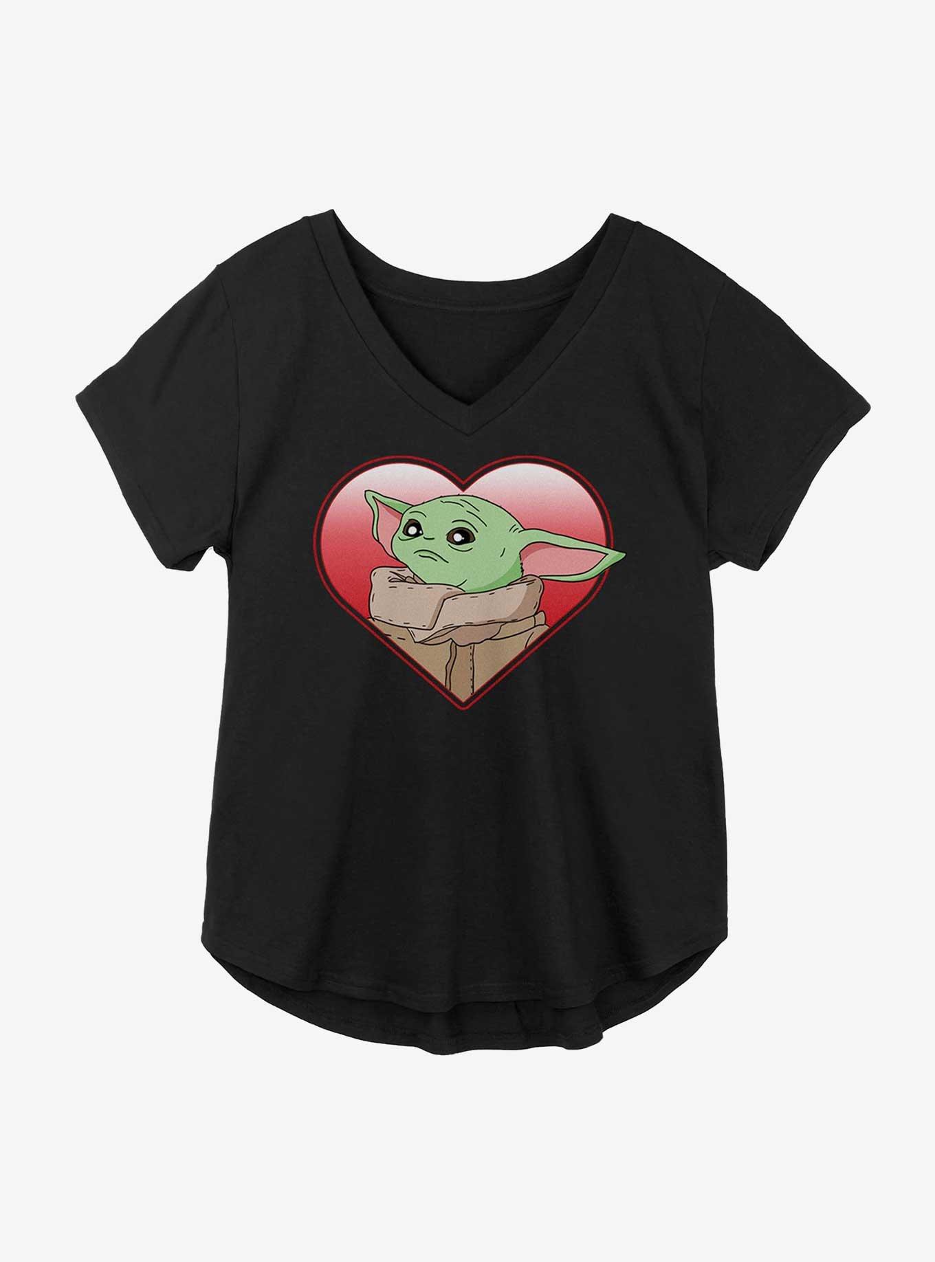 Star Wars The Mandalorian The Child Heart Girls Plus Size T-Shirt, BLACK, hi-res