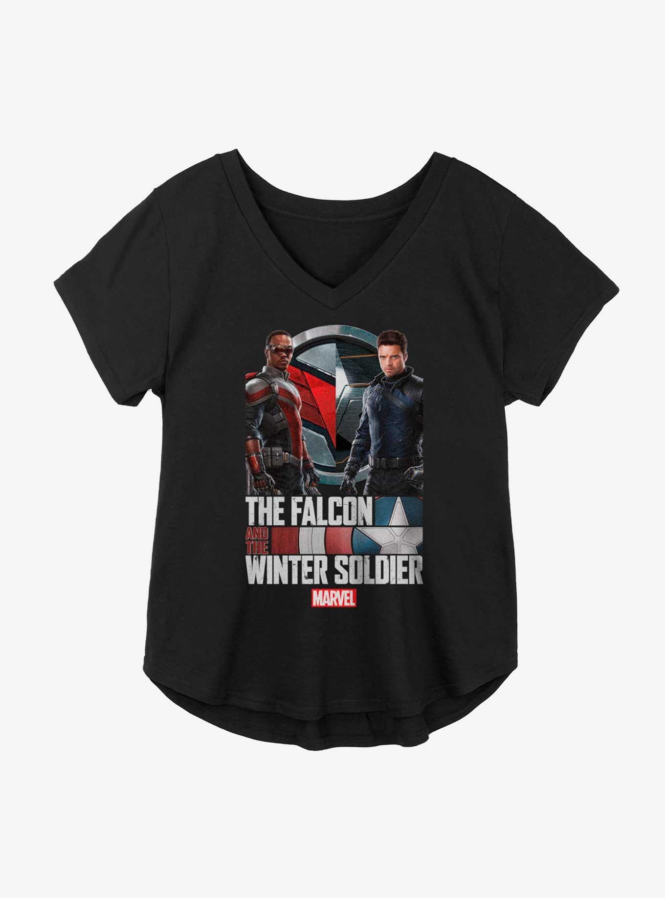Marvel The Falcon And Winter Soldier Blended Logo Title Girls Plus T-Shirt