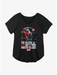 Marvel The Falcon And The Winter Soldier Blended Logo Title Girls Plus Size T-Shirt, BLACK, hi-res
