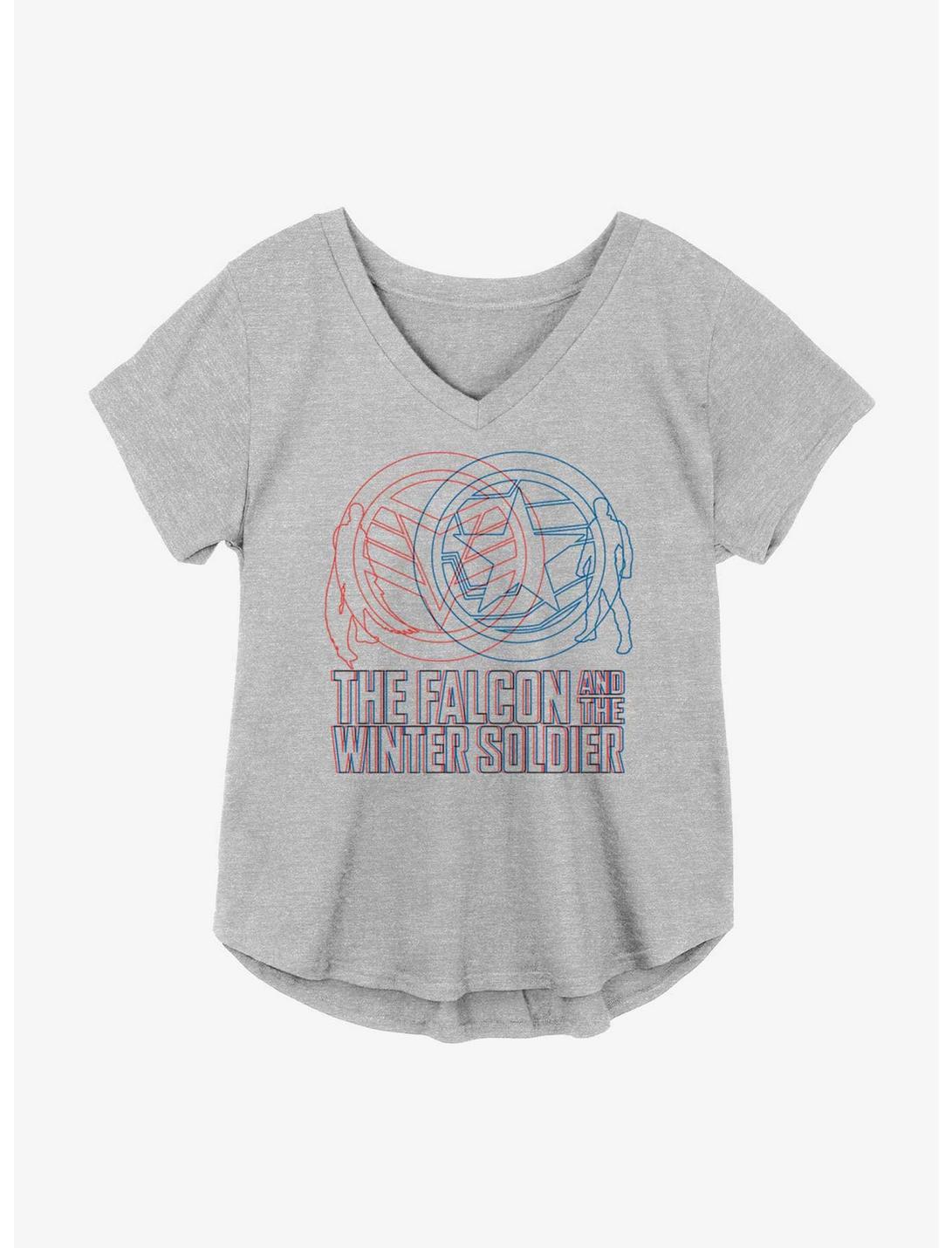 Marvel The Falcon And The Winter Soldier Icon Venn Diagram Girls Plus Size T-Shirt, HEATHER GR, hi-res