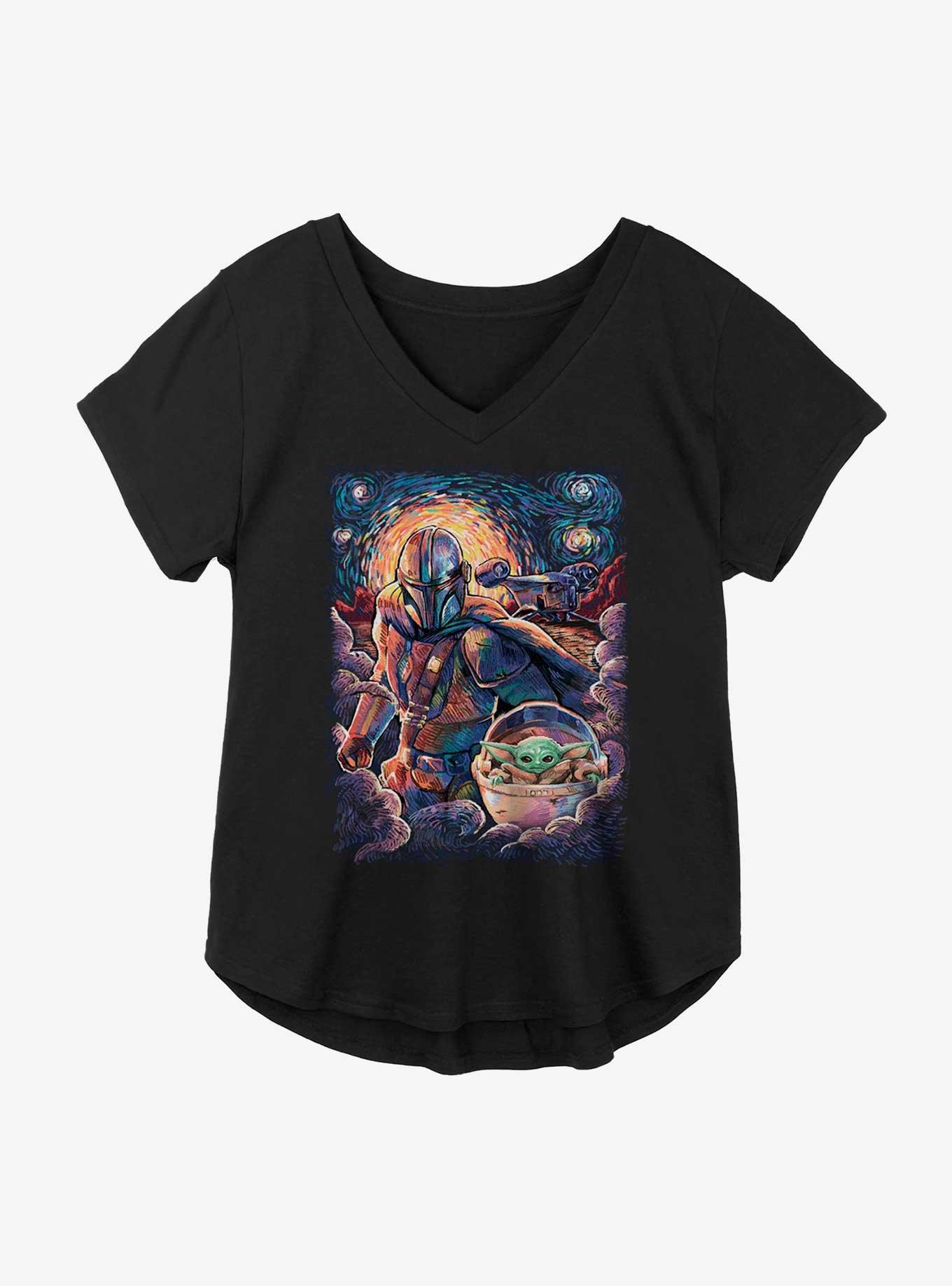 Star Wars The Mandalorian Child Painted Stars Girls Plus T-Shirt