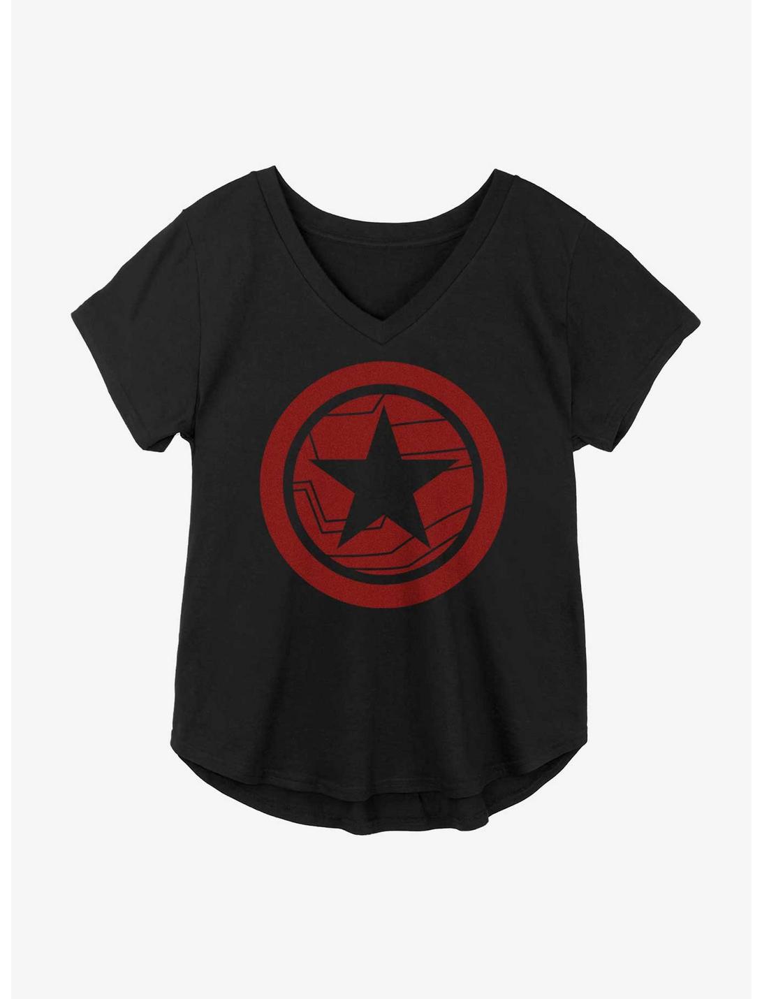Marvel The Falcon And The Winter Soldier Red Shield Girls Plus Size T-Shirt, BLACK, hi-res
