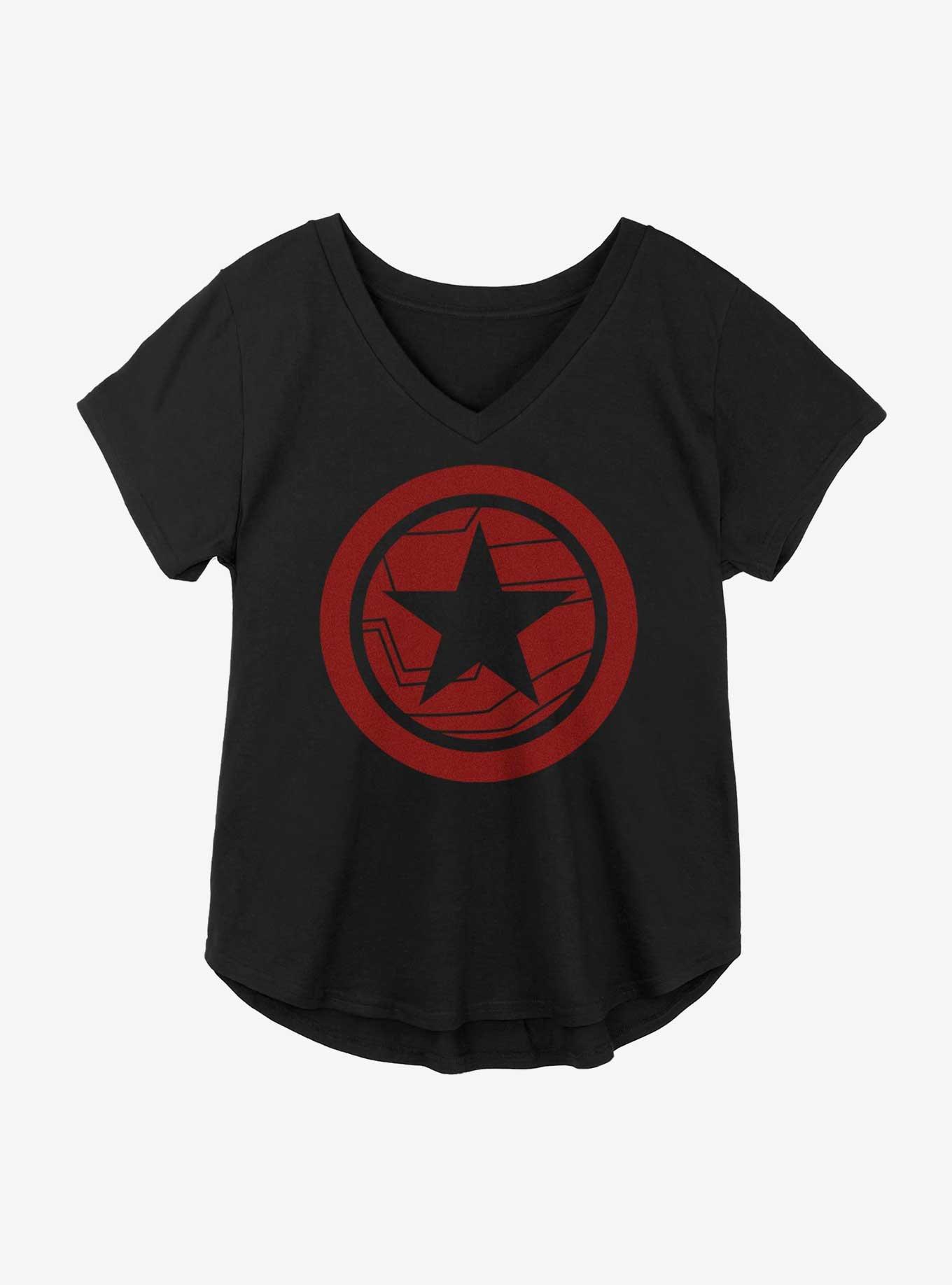 Marvel The Falcon And The Winter Soldier Red Shield Girls Plus Size T-Shirt, BLACK, hi-res