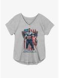 Marvel The Falcon And The Winter Soldier Captain America Flag Banner Girls Plus Size T-Shirt, HEATHER GR, hi-res