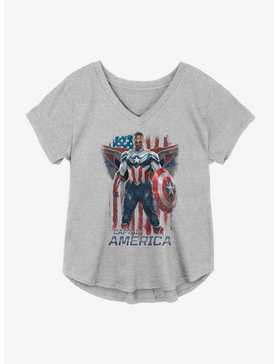 Marvel The Falcon And The Winter Soldier Captain America Flag Banner Girls Plus Size T-Shirt, , hi-res