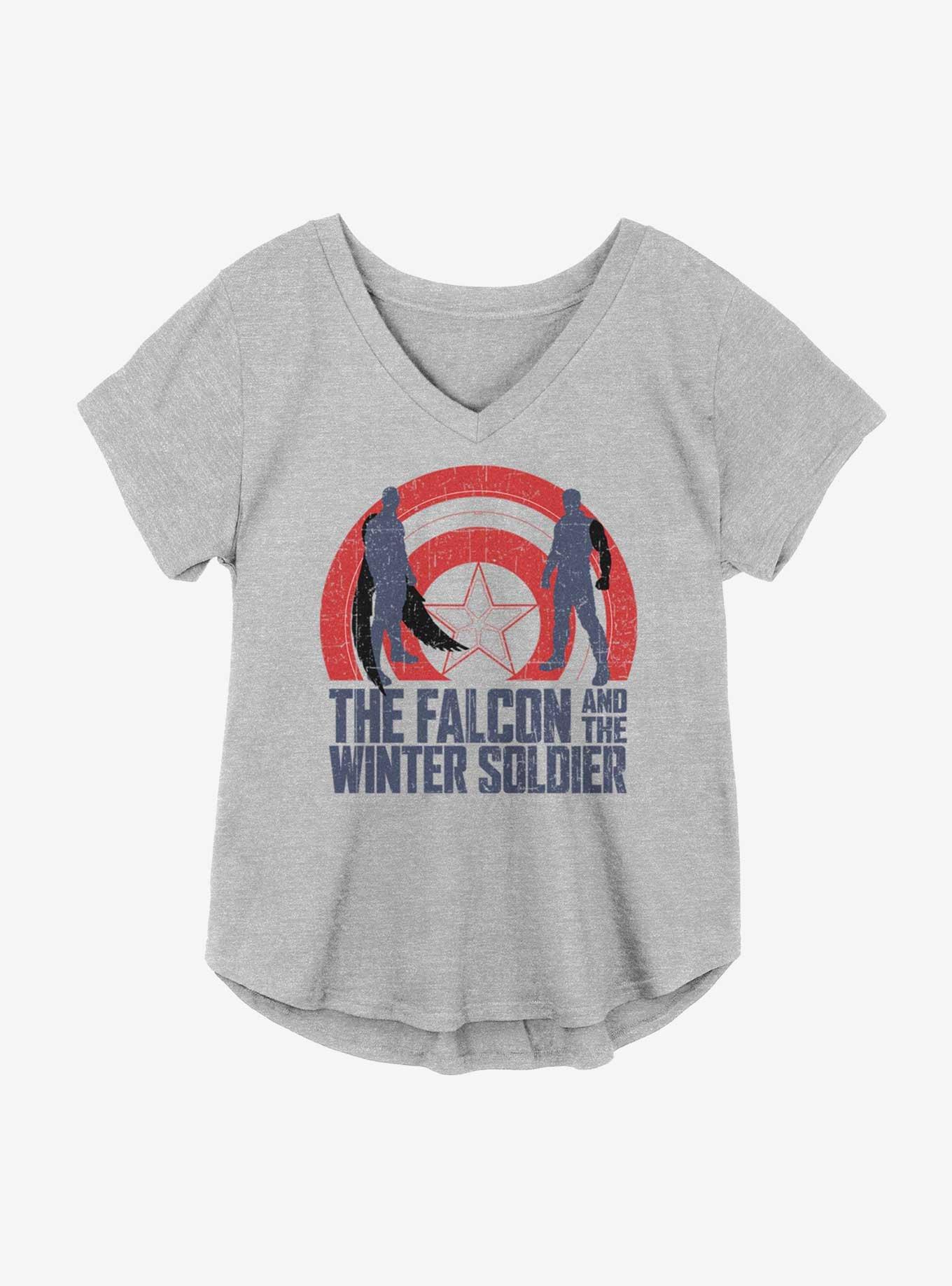 Marvel The Falcon And The Winter Soldier Rising Shield Girls Plus Size T-Shirt, HEATHER GR, hi-res