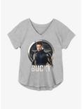Marvel The Falcon And The Winter Soldier Bucky Emblem Girls Plus Size T-Shirt, HEATHER GR, hi-res