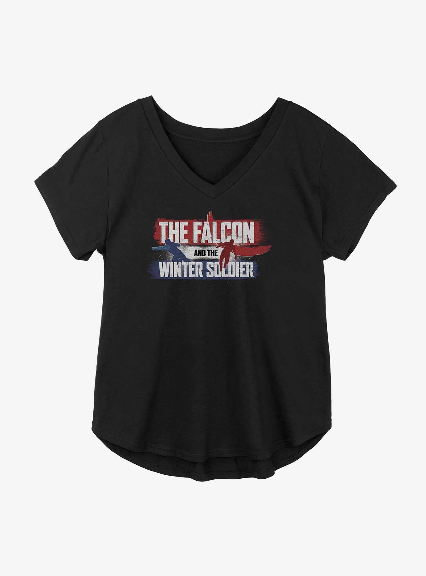 Marvel The Falcon And The Winter Soldier Spray Logo Girls Plus Size T-Shirt, BLACK, hi-res