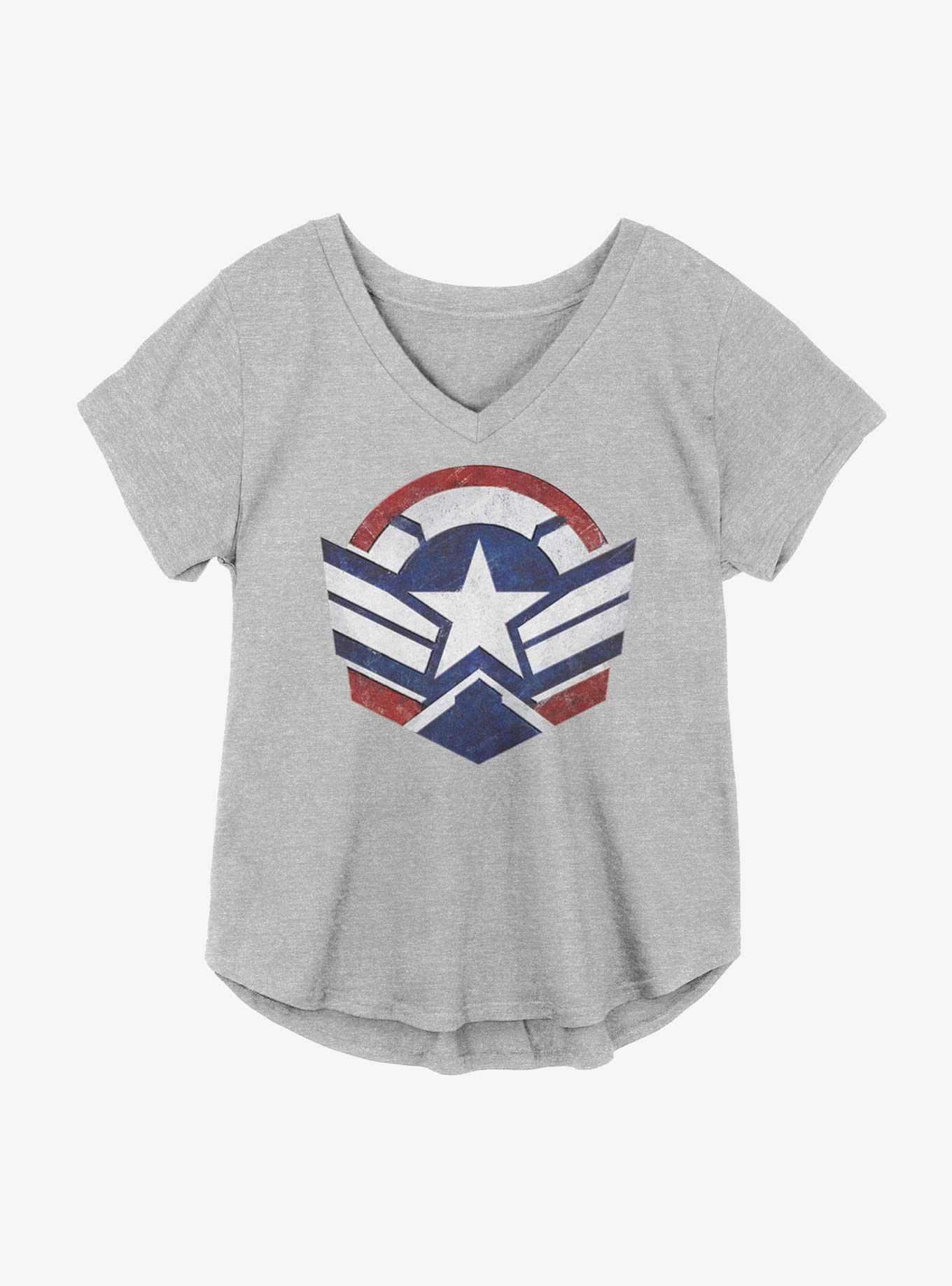 Marvel The Falcon And The Winter Soldier Falcon Wings Girls Plus Size T-Shirt, HEATHER GR, hi-res