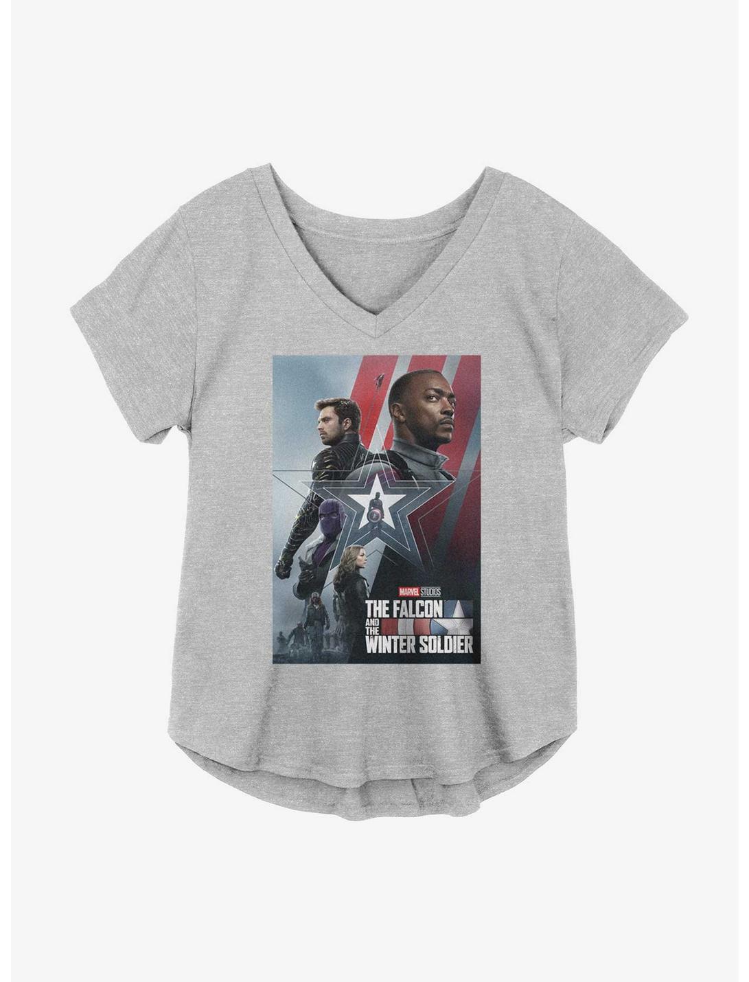 Marvel The Falcon And The Winter Soldier Group Poster Girls Plus Size T-Shirt, HEATHER GR, hi-res