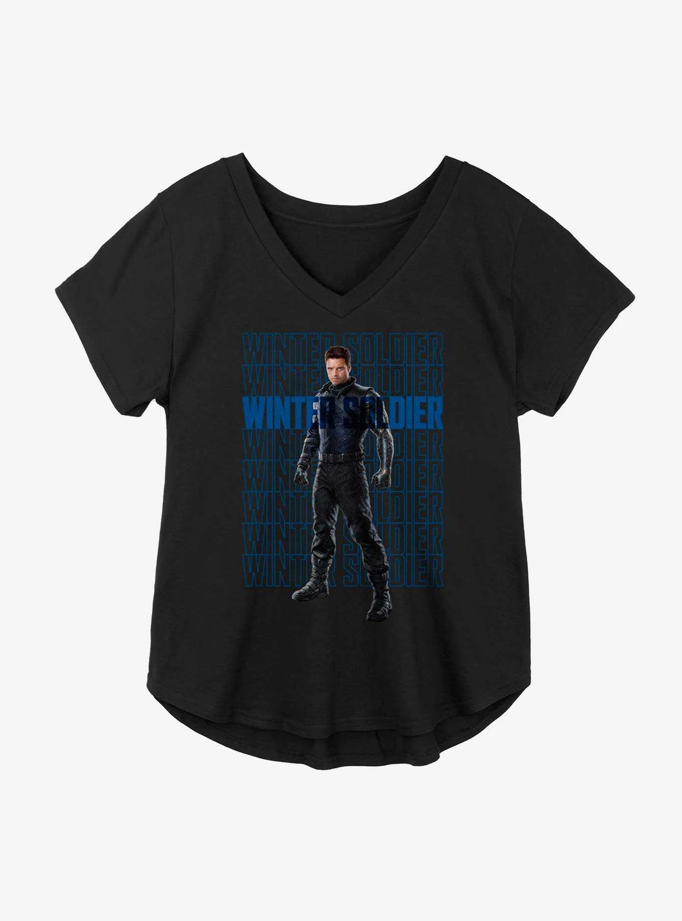 Marvel The Falcon And The Winter Soldier Bucky Repeating Text Girls Plus Size T-Shirt, , hi-res
