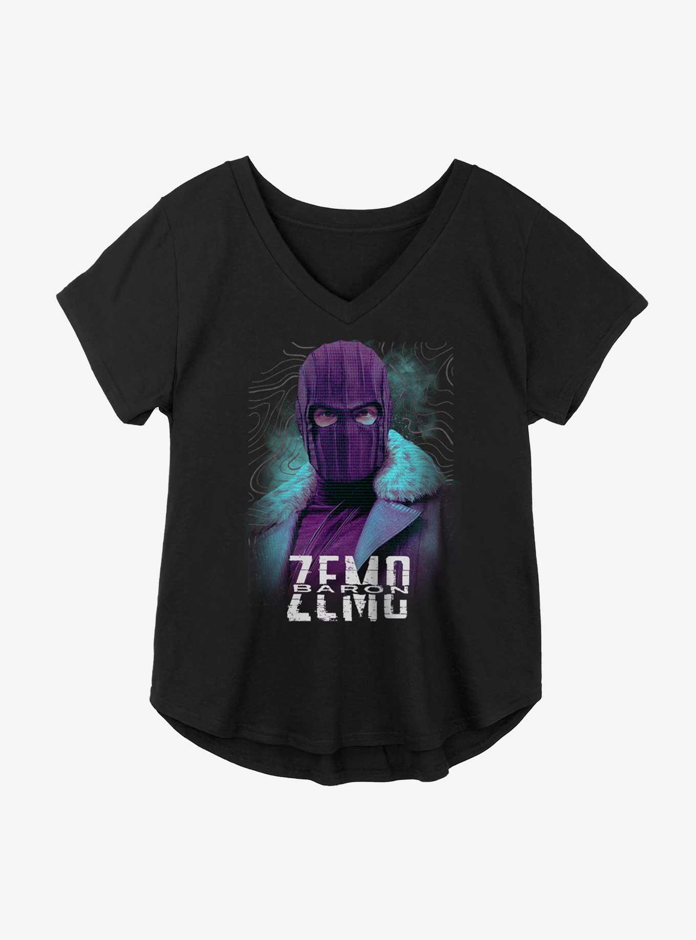 Marvel The Falcon And The Winter Soldier Baron Zemo Masked Girls Plus Size T-Shirt, BLACK, hi-res