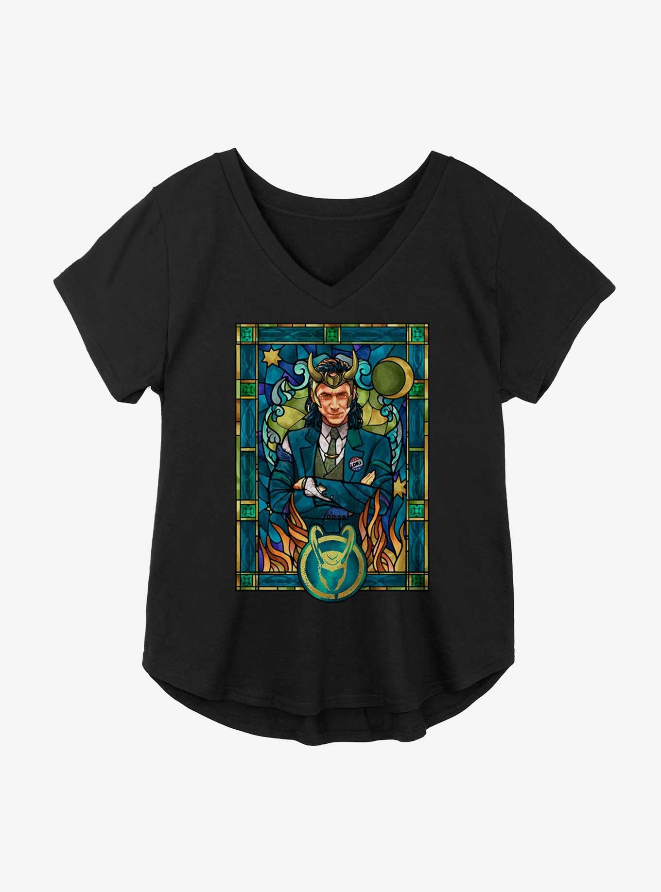 Marvel Loki Stained Glass Variant Girls Plus Size T-Shirt