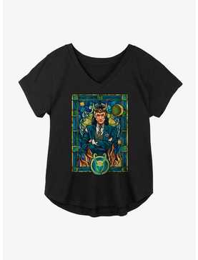 Marvel Loki Stained Glass Variant Girls Plus Size T-Shirt, , hi-res