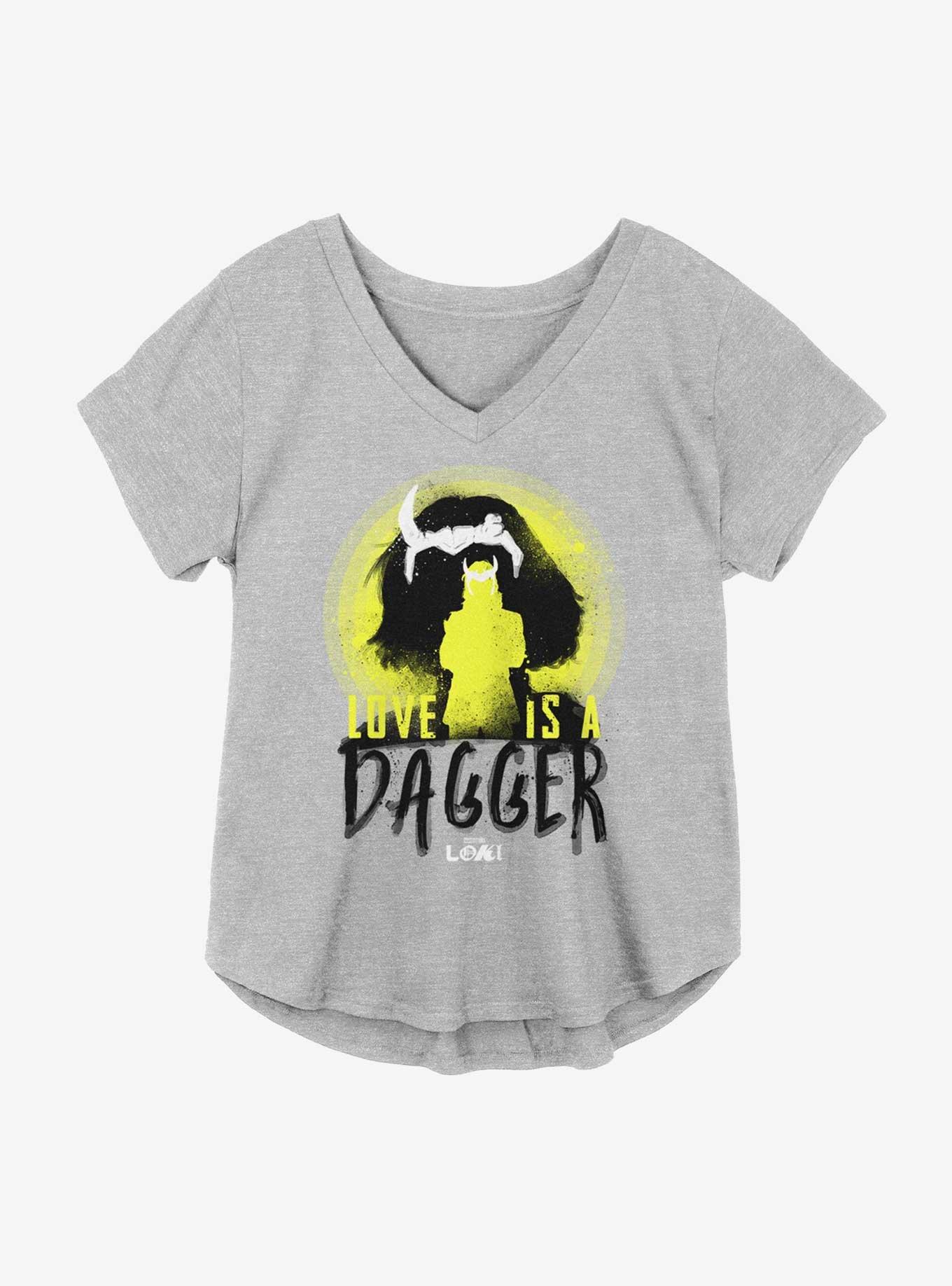 Marvel Loki Love Is A Dagger Girls Plus Size T-Shirt, HEATHER GR, hi-res