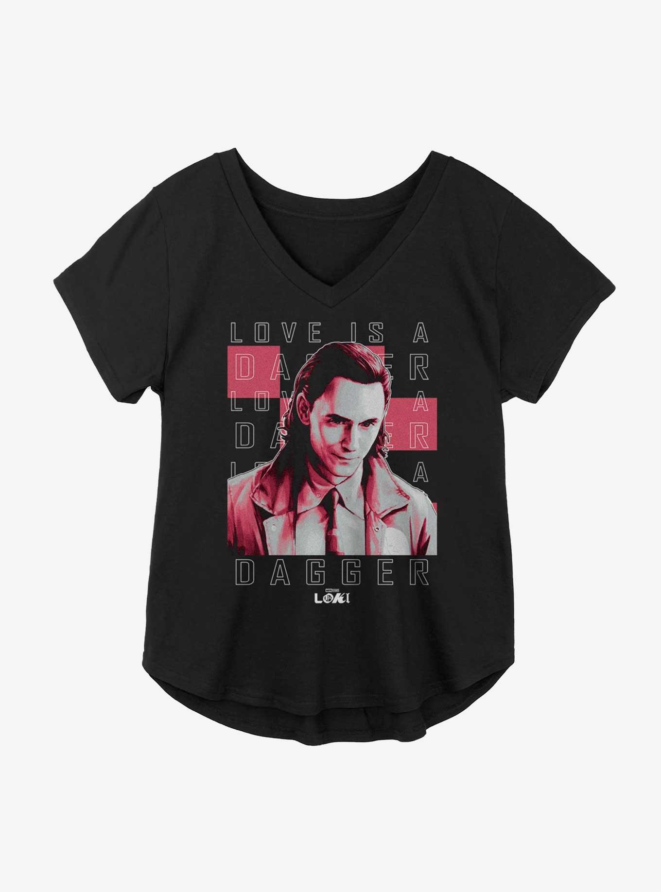 Marvel Loki Love Is A Dagger Variant Girls Plus Size T-Shirt, BLACK, hi-res