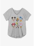 Disney Mickey Mouse Classic Friends Faces Girls Plus Size T-Shirt, HEATHER GR, hi-res