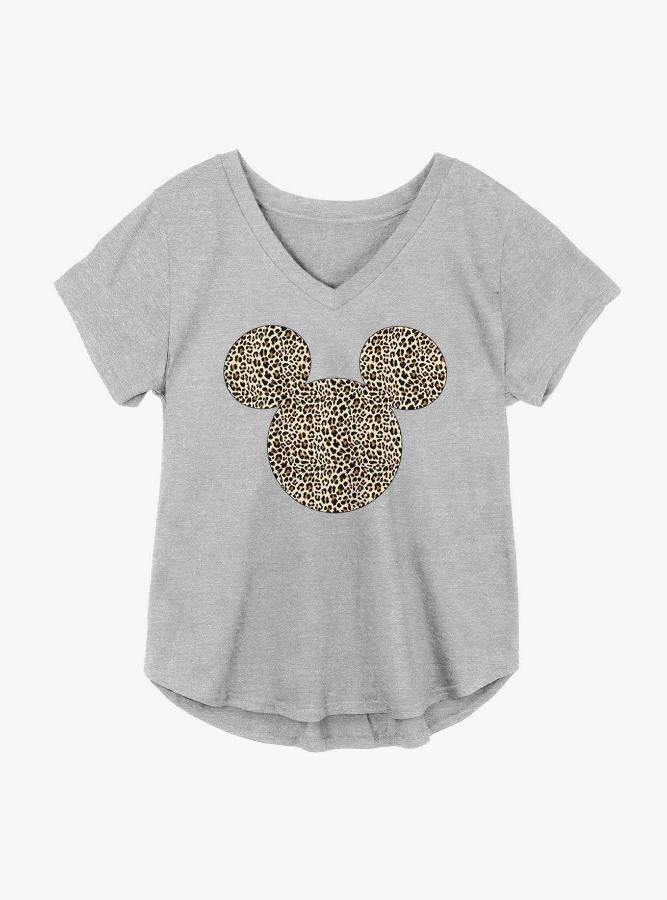 Disney Mickey Mouse Animal Print Logo Girls Plus Size T-Shirt