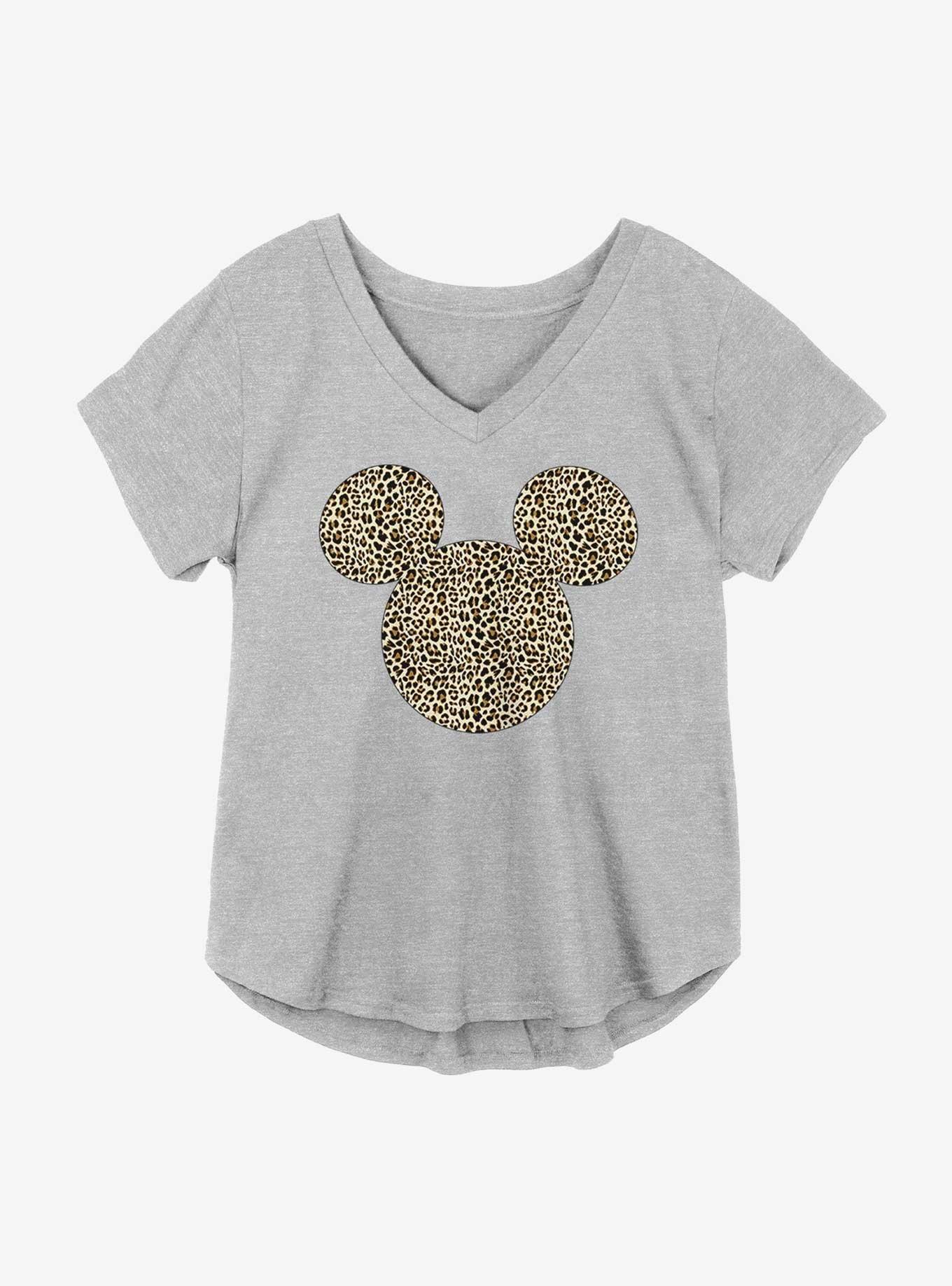 Disney Mickey Mouse Animal Print Logo Girls Plus Size T-Shirt, HEATHER GR, hi-res
