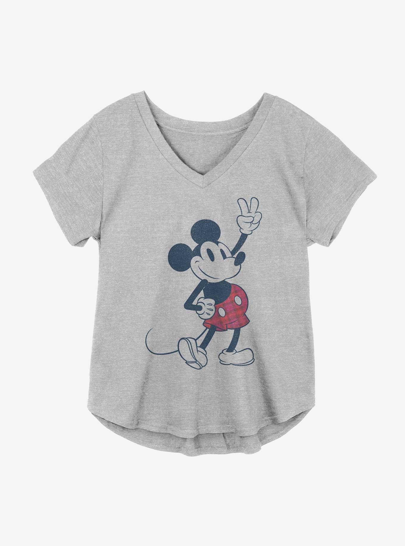 Disney Mickey Mouse Plaid Old School Girls Plus T-Shirt