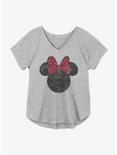 Disney Minnie Mouse Worn Red Leopard Bow Girls Plus Size T-Shirt, HEATHER GR, hi-res