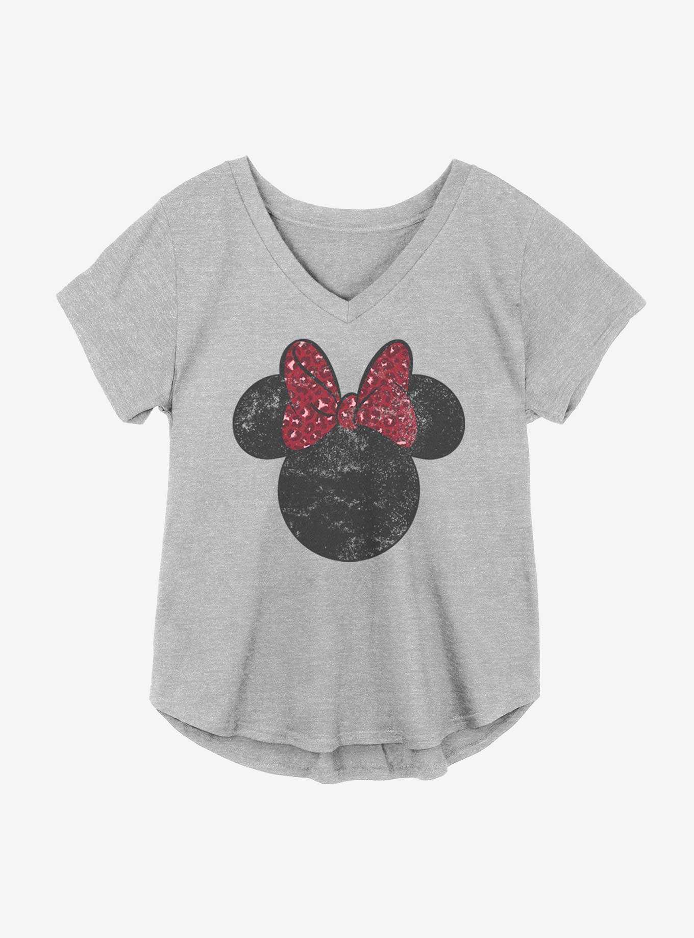 Disney Minnie Mouse Worn Red Leopard Bow Girls Plus Size T-Shirt, , hi-res