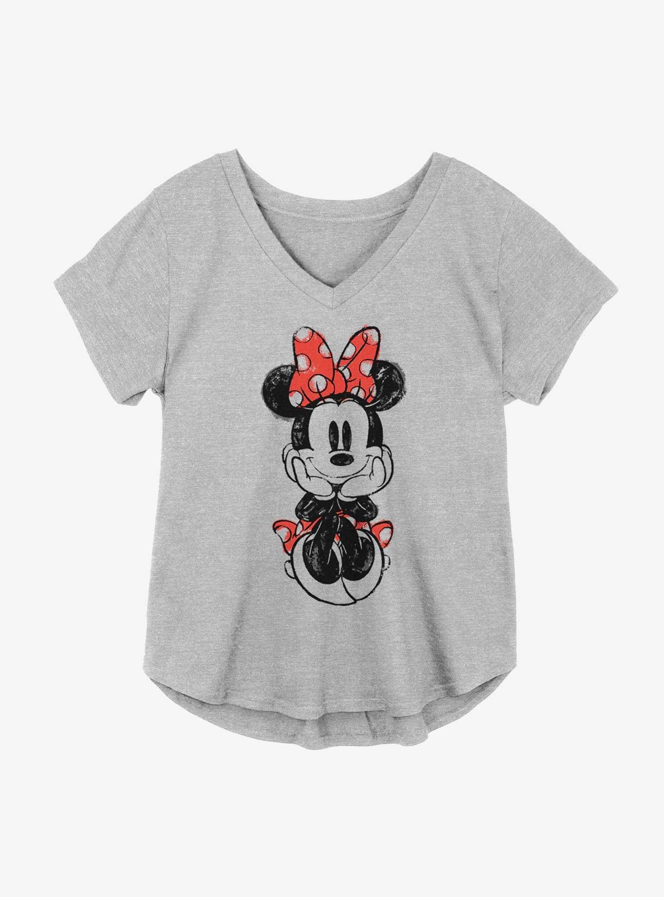 Disney Minnie Mouse Sitting Minnie Sketch Girls T-Shirt Plus Size, HEATHER GR, hi-res