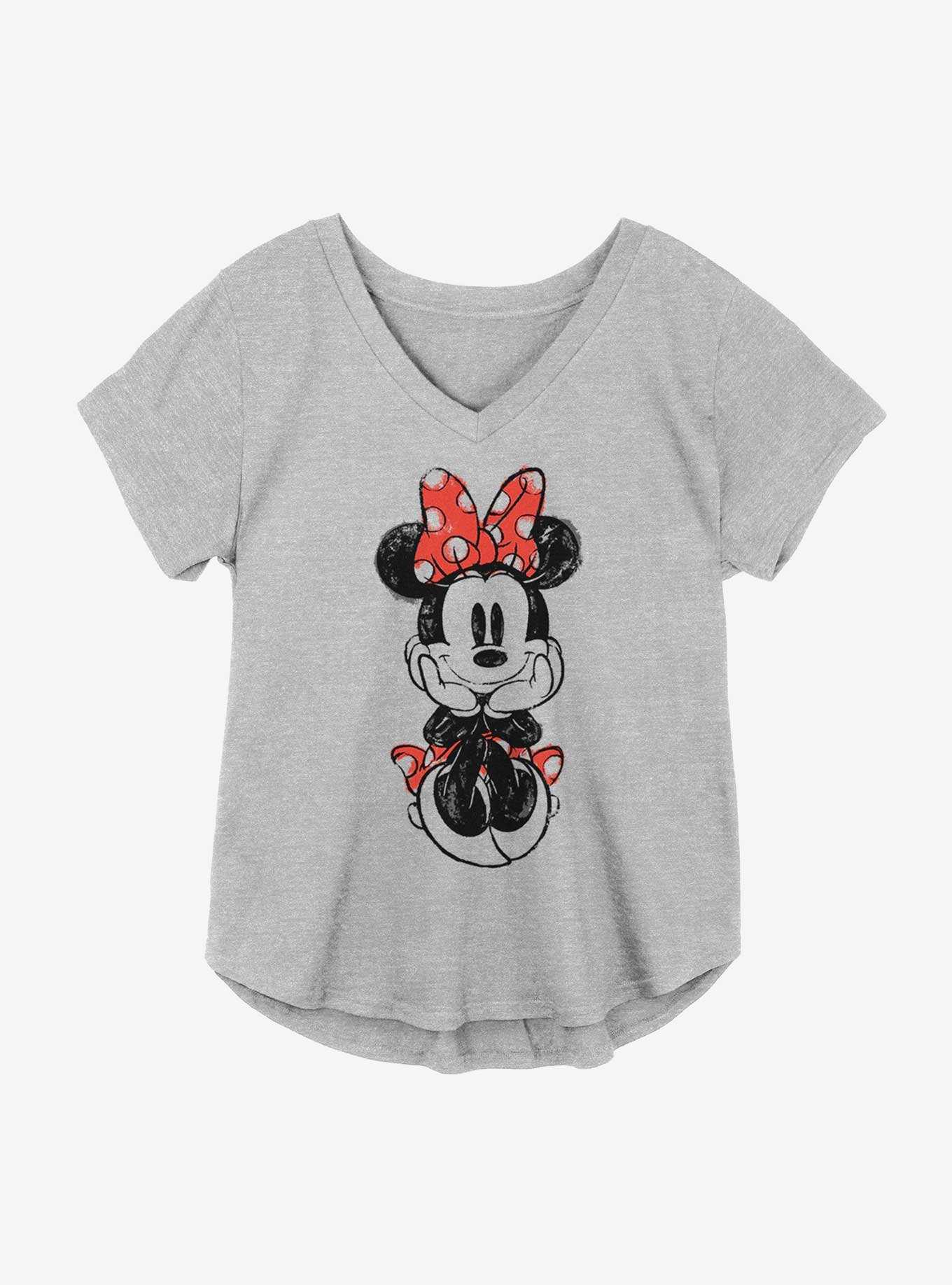 Disney Minnie Mouse Sitting Minnie Sketch Girls T-Shirt Plus Size, , hi-res