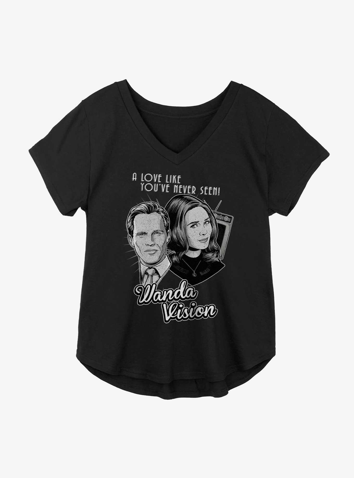 Marvel WandaVision A Love Like You've Never Seen Monochrome Girls Plus Size T-Shirt, BLACK, hi-res