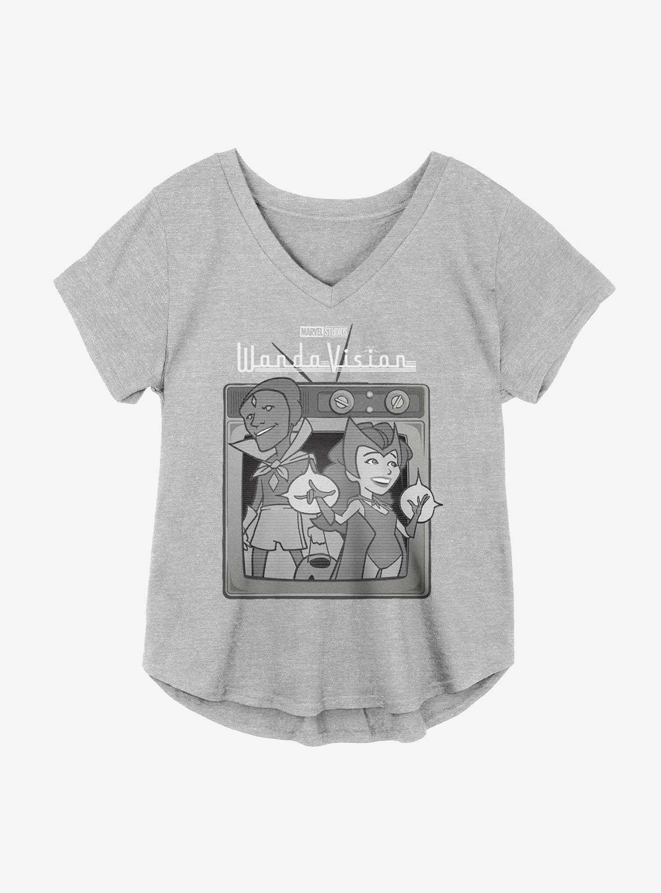 Marvel WandaVision Vintage TV Girls Plus Size T-Shirt, HEATHER GR, hi-res