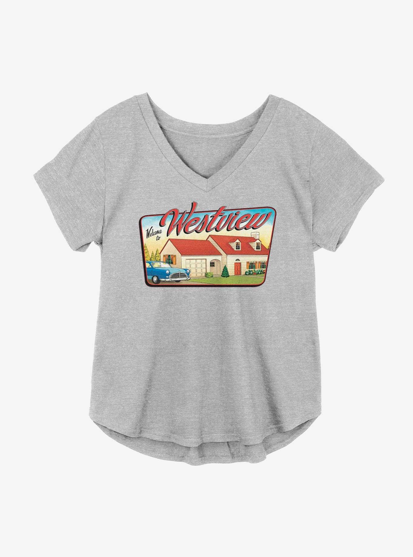 Marvel WandaVision Welcome To Westview Girls Plus Size T-Shirt, HEATHER GR, hi-res