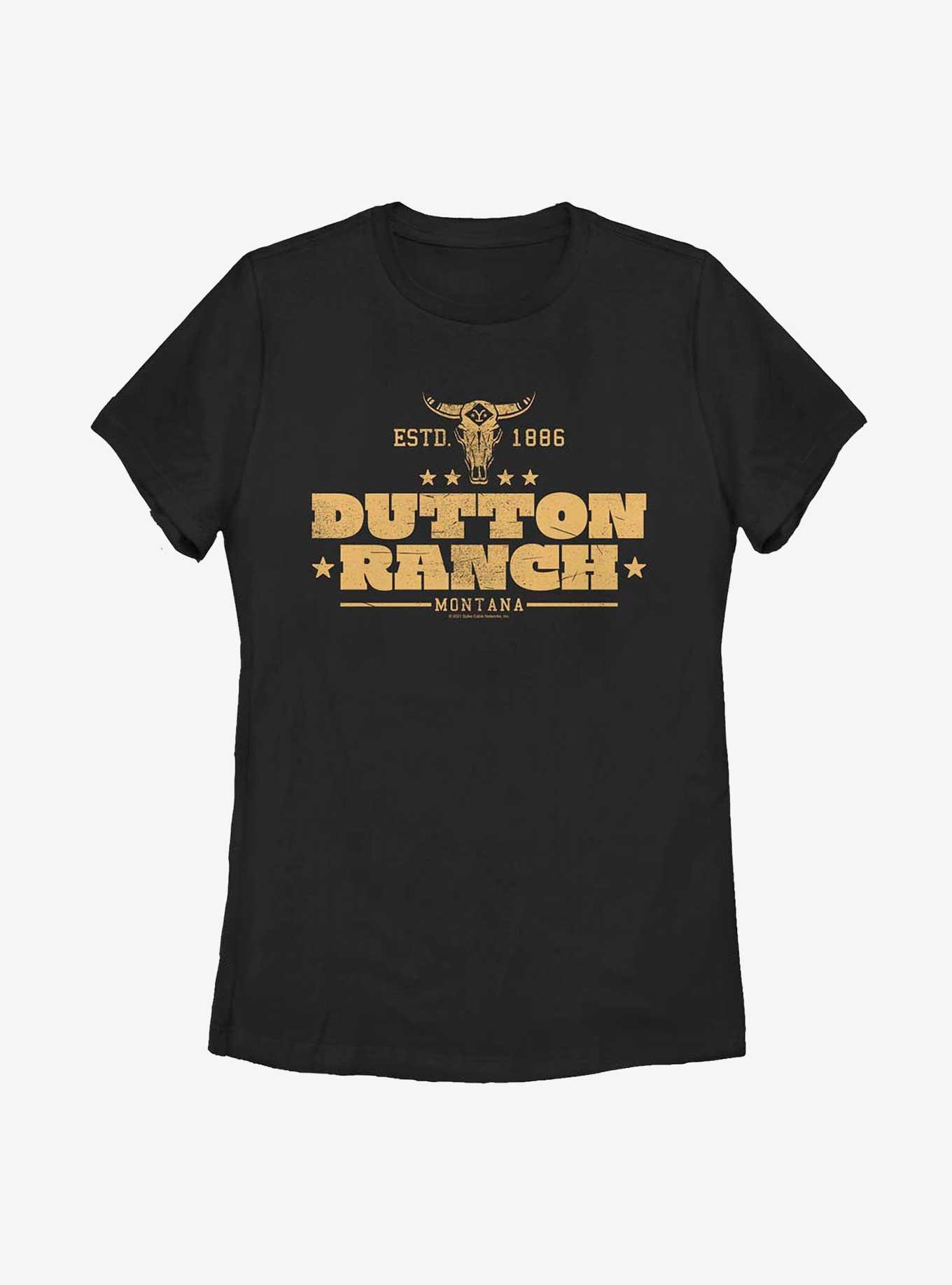 Yellowstone Dutton Ranch Est. 1886 Womens T-Shirt, BLACK, hi-res