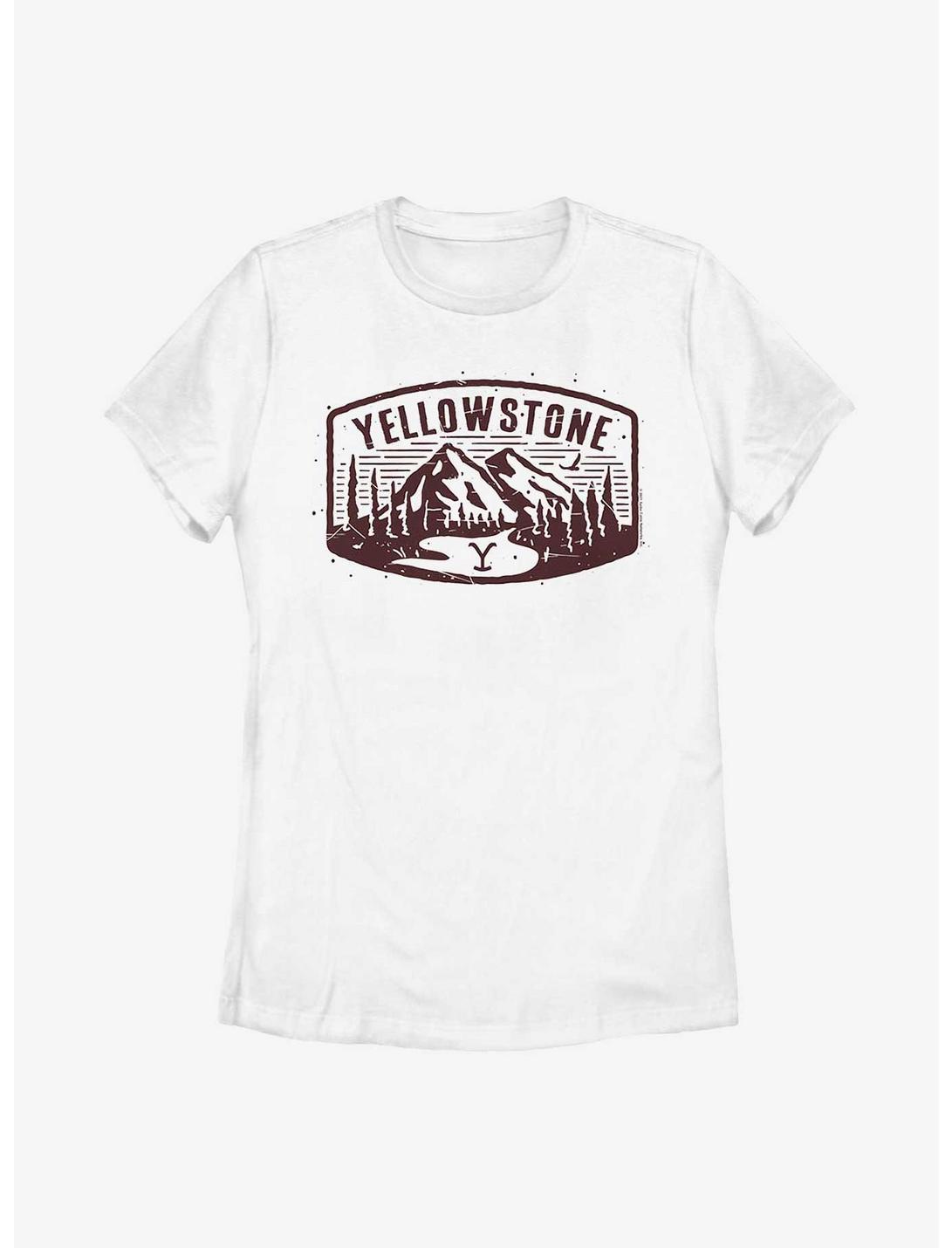 Yellowstone Mountains Womens T-Shirt, WHITE, hi-res