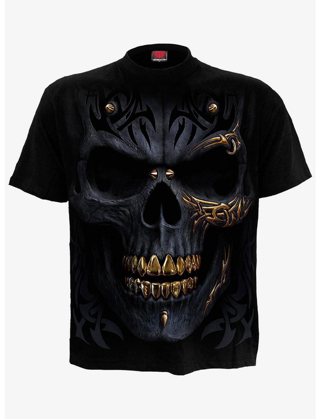 Black Gold Skull T-Shirt, BLACK, hi-res