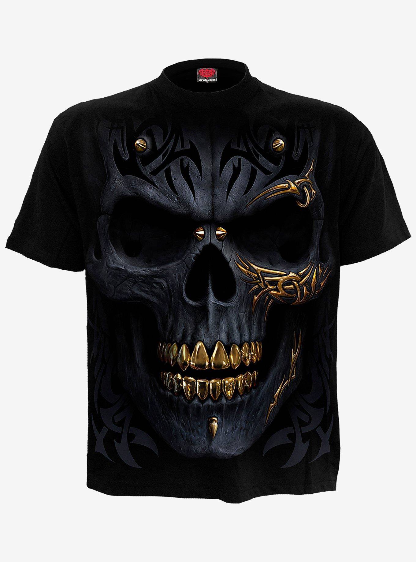 | Skull Topic T-Shirt Gold Hot Black