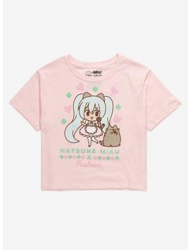 Hatsune Miku X Pusheen Girls Crop T-Shirt, MULTI, hi-res