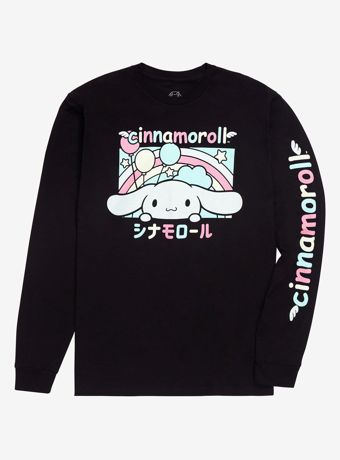 Sanrio Cinnamoroll Rainbow Long Sleeve T-Shirt - BoxLunch Exclusive, BLACK, hi-res