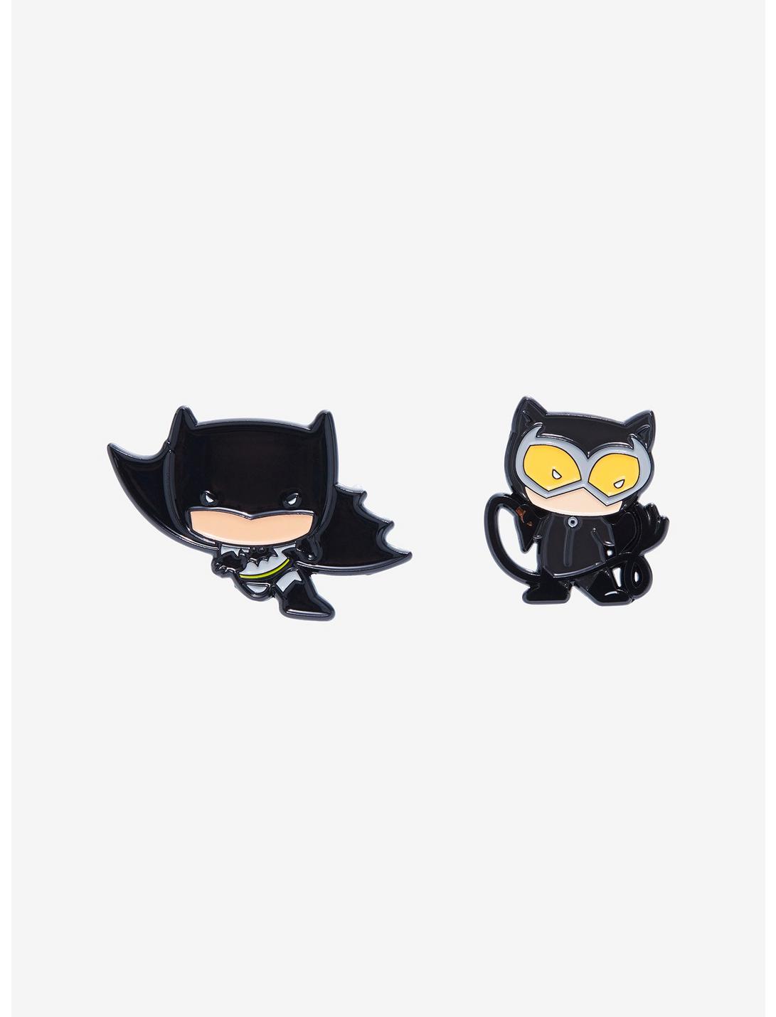 DC Comics Batman Catwoman & Batman Chibi Enamel Pin Set - BoxLunch Exclusive, , hi-res
