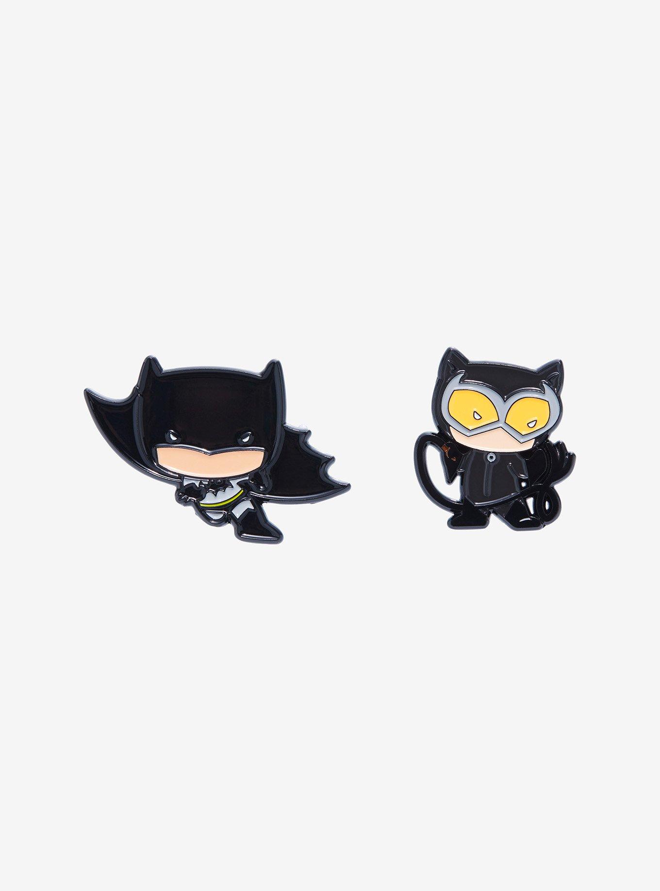 DC Comics Batman Catwoman & Batman Chibi Enamel Pin Set - BoxLunch Exclusive, , hi-res