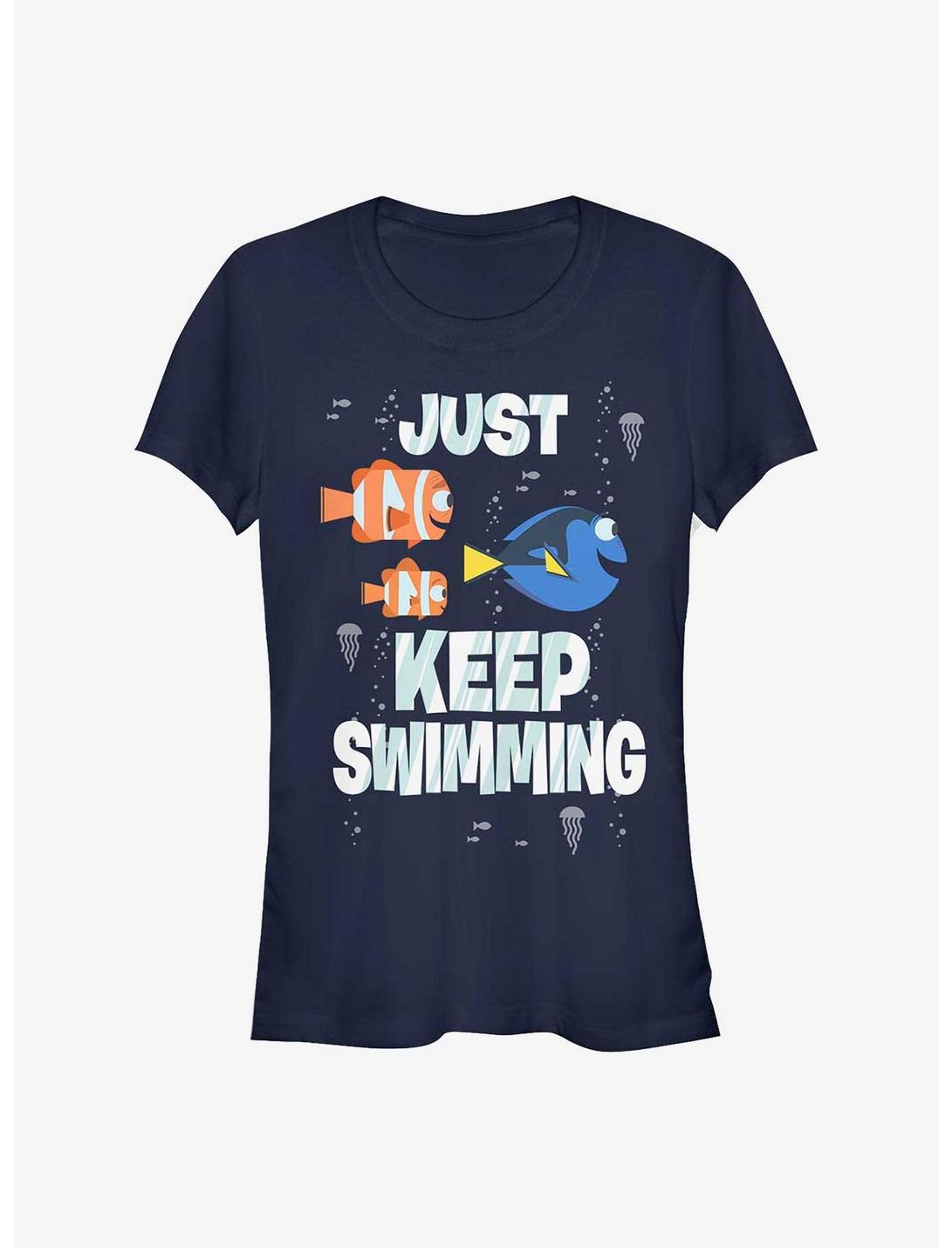 Disney Pixar Finding Nemo Just Keep Swimming Girls T-Shirt, NAVY, hi-res