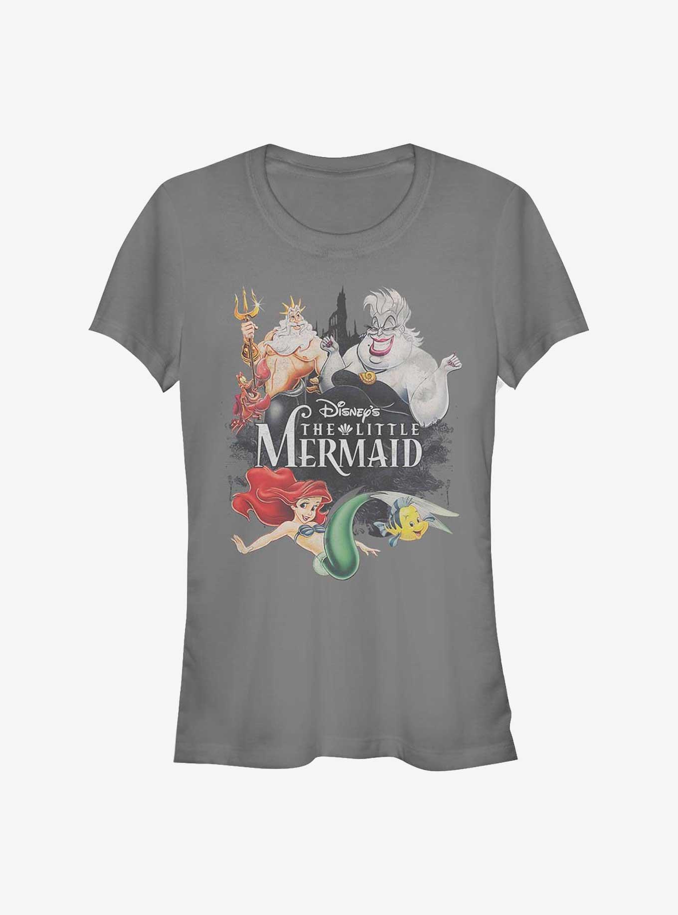 Disney The Little Mermaid Watercolor Poster Girls T-Shirt, CHARCOAL, hi-res