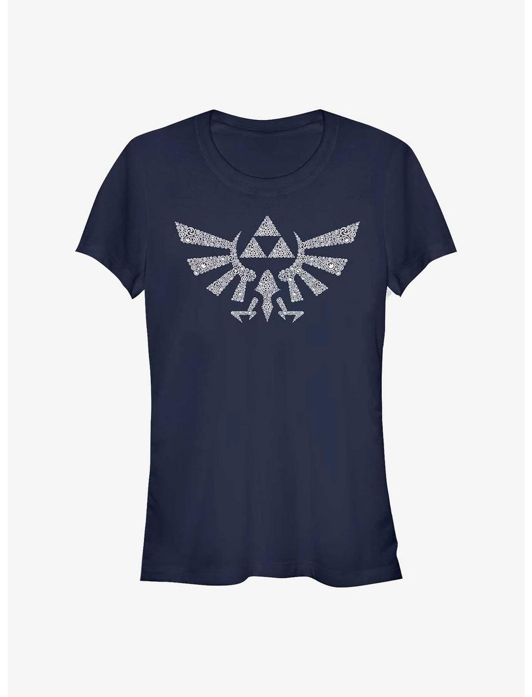 Nintendo Zelda Symbolled Crest Girls T-Shirt, NAVY, hi-res