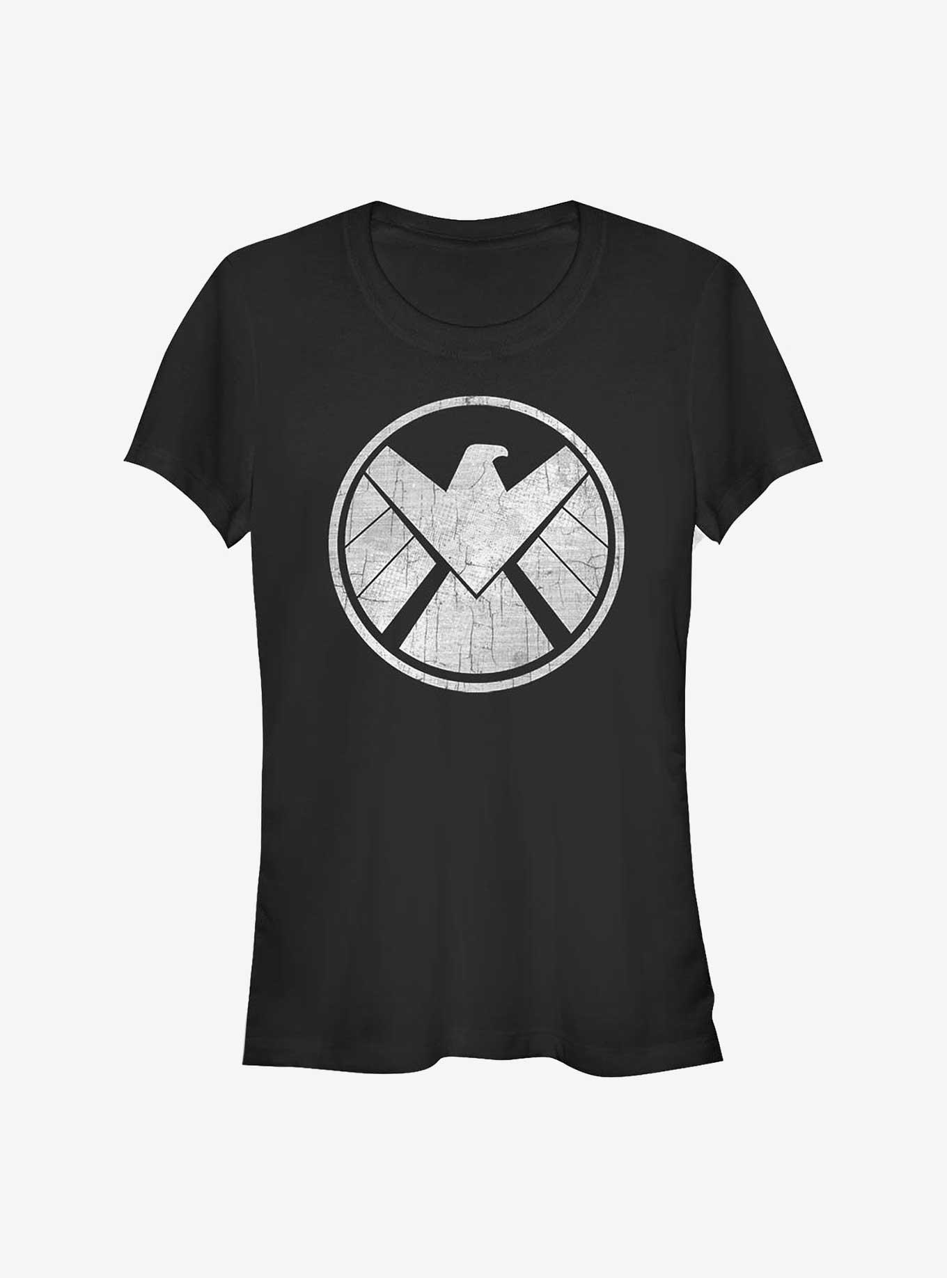 Marvel Avengers Distressed Shield Girls T-Shirt, BLACK, hi-res