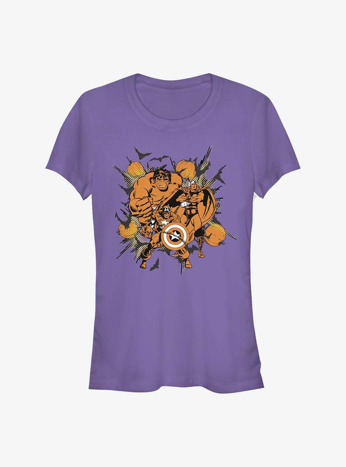 Marvel Avengers Group Pumpkin Girls T-Shirt, PURPLE, hi-res