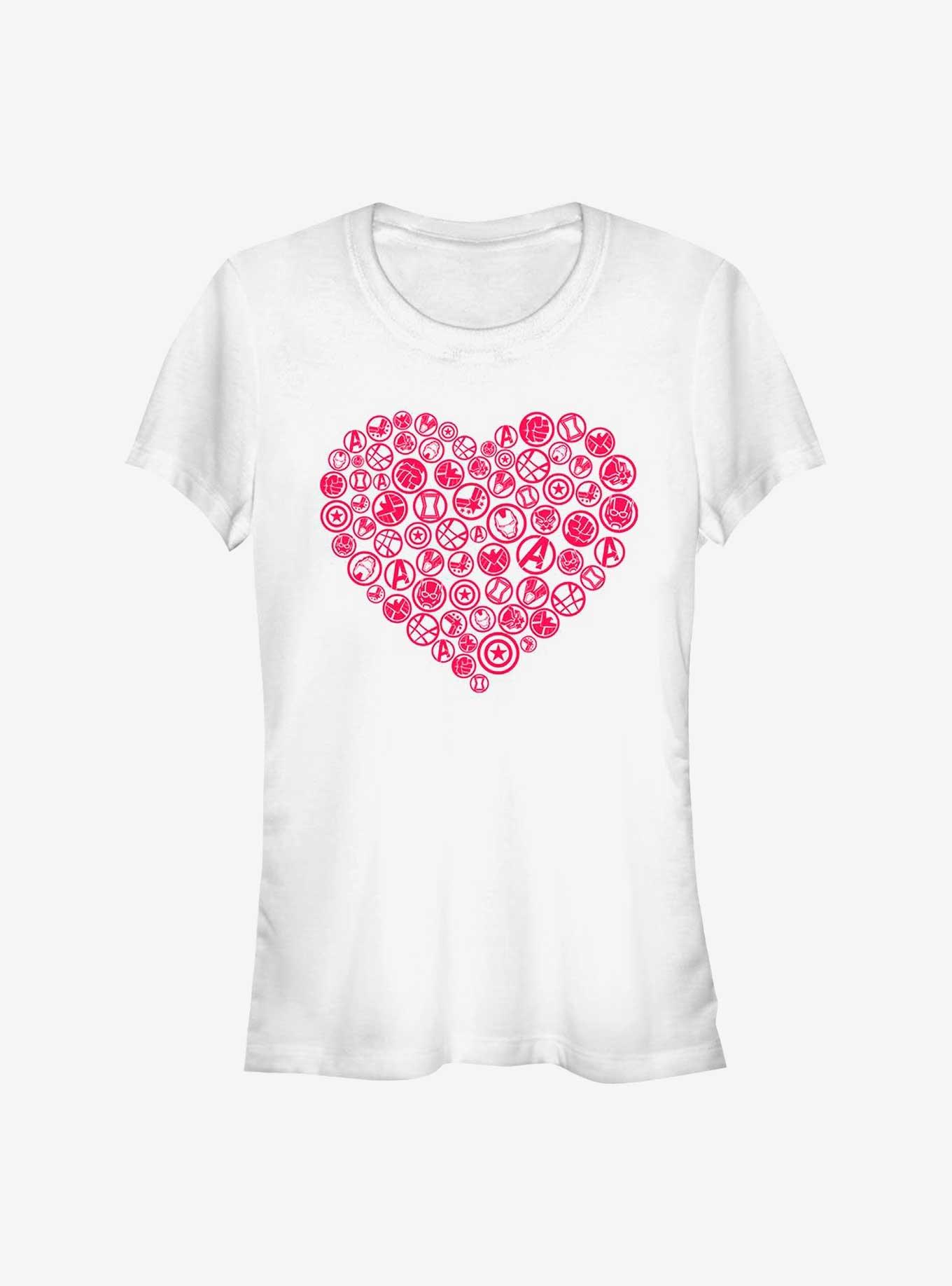 Marvel Avengers Heart Icons Girls T-Shirt, WHITE, hi-res